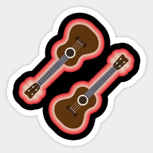 Ukulele with colourful border Sticker